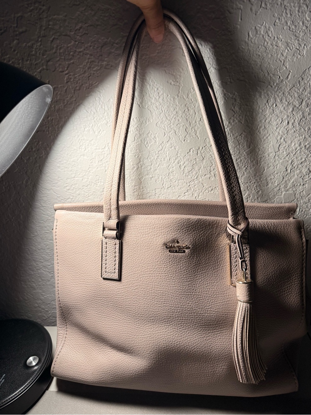 kate spade Pebbled Leather Tote in Blush Pink